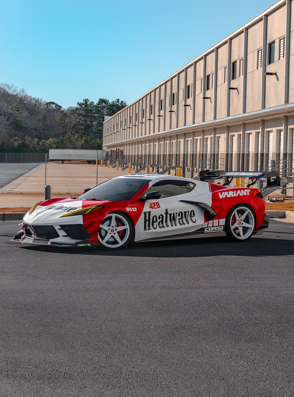 A Chevrolet C8 Corvette on Variant forged Sena wheels